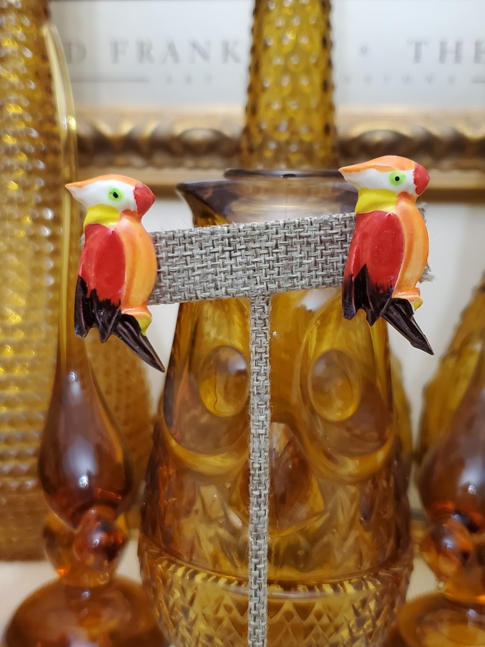 Colorful Bird Earrings - Red Orange Yellow Parrot Design